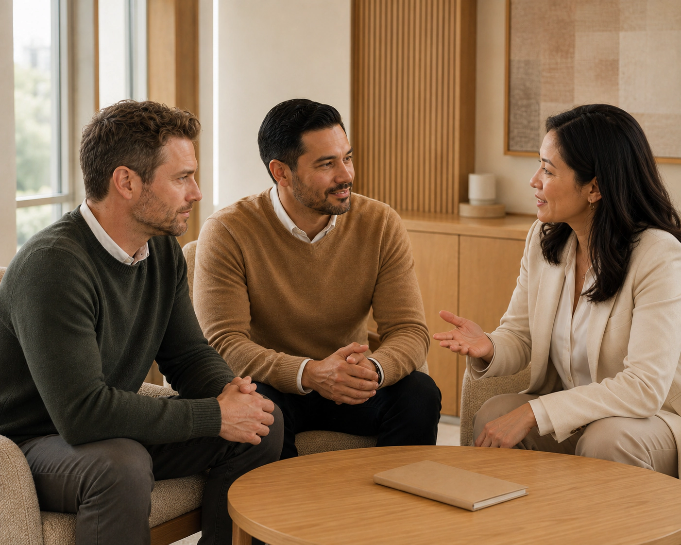 A couple discussing their plans with an advisor.