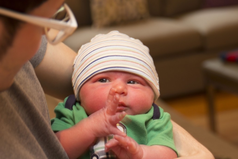 Newborn Silas Golden in a personal family photo accompanying Frank Golden’s reflection on failed embryo transfers and pregnancy loss in surrogacy.