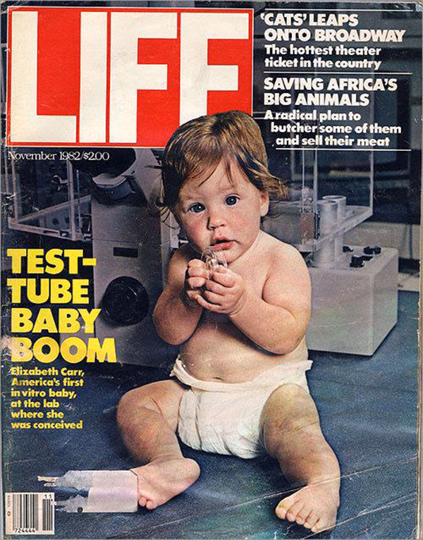LIFE magazine cover that reads, "TEST-TUBE BABY BOOM."