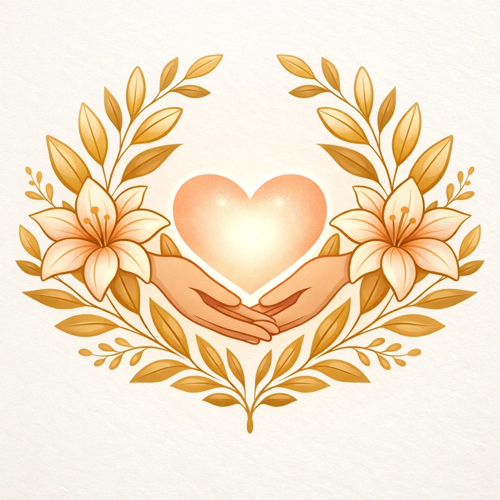 Heart and golden leaf illustration representing the emotional support for surrogates in Maine.
