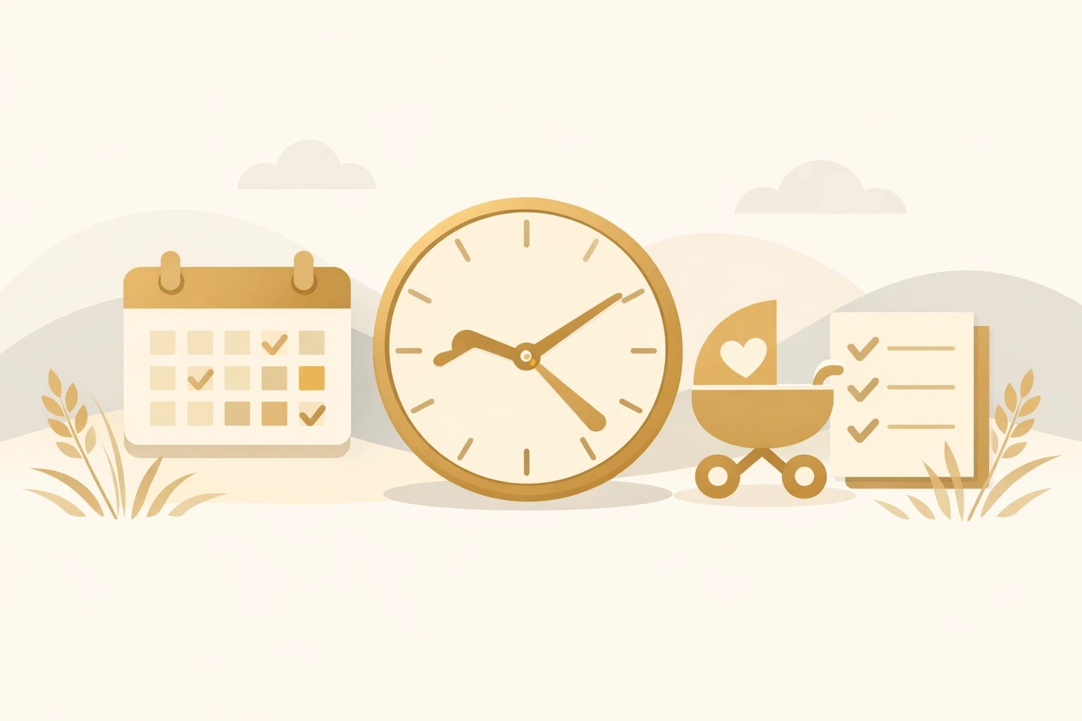 Graphic showing a calendar and clock to represent a Surrogate balancing appointments and normal life.