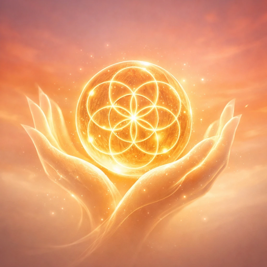 Glowing circle graphic symbolizing embryo transfer and new beginnings in a Maine surrogacy journey.