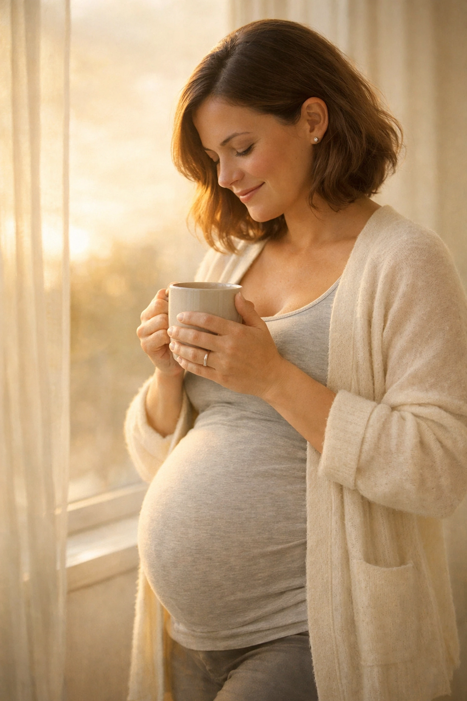 A peaceful pregnant Surrogate feeling secure thanks to protected surrogacy escrow compensation.