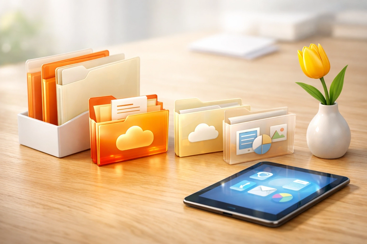Organized medical folders and tablet representing a Missouri surrogate
