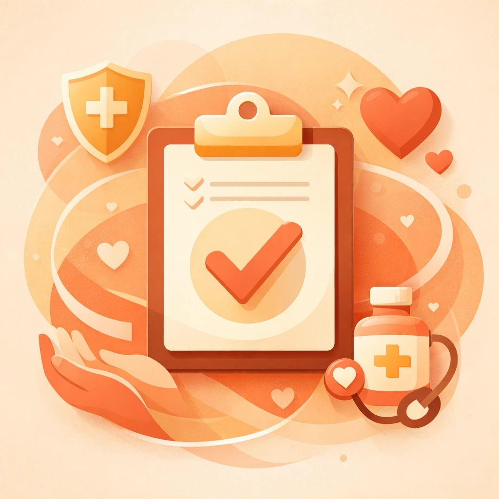 Clinic screening approval process showing health and safety verification