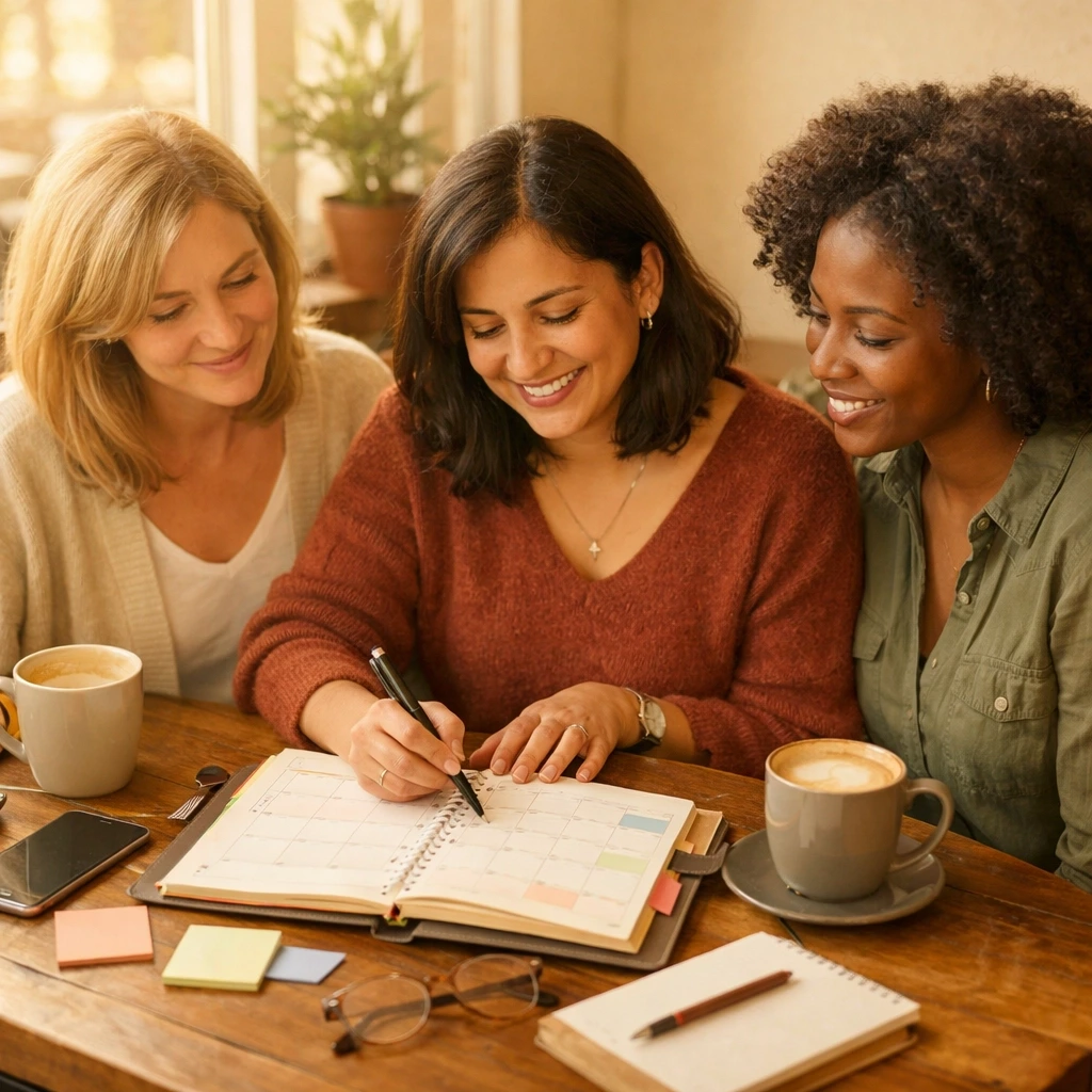 Women planning Colorado surrogacy timeline together with calendar and supportive guidance