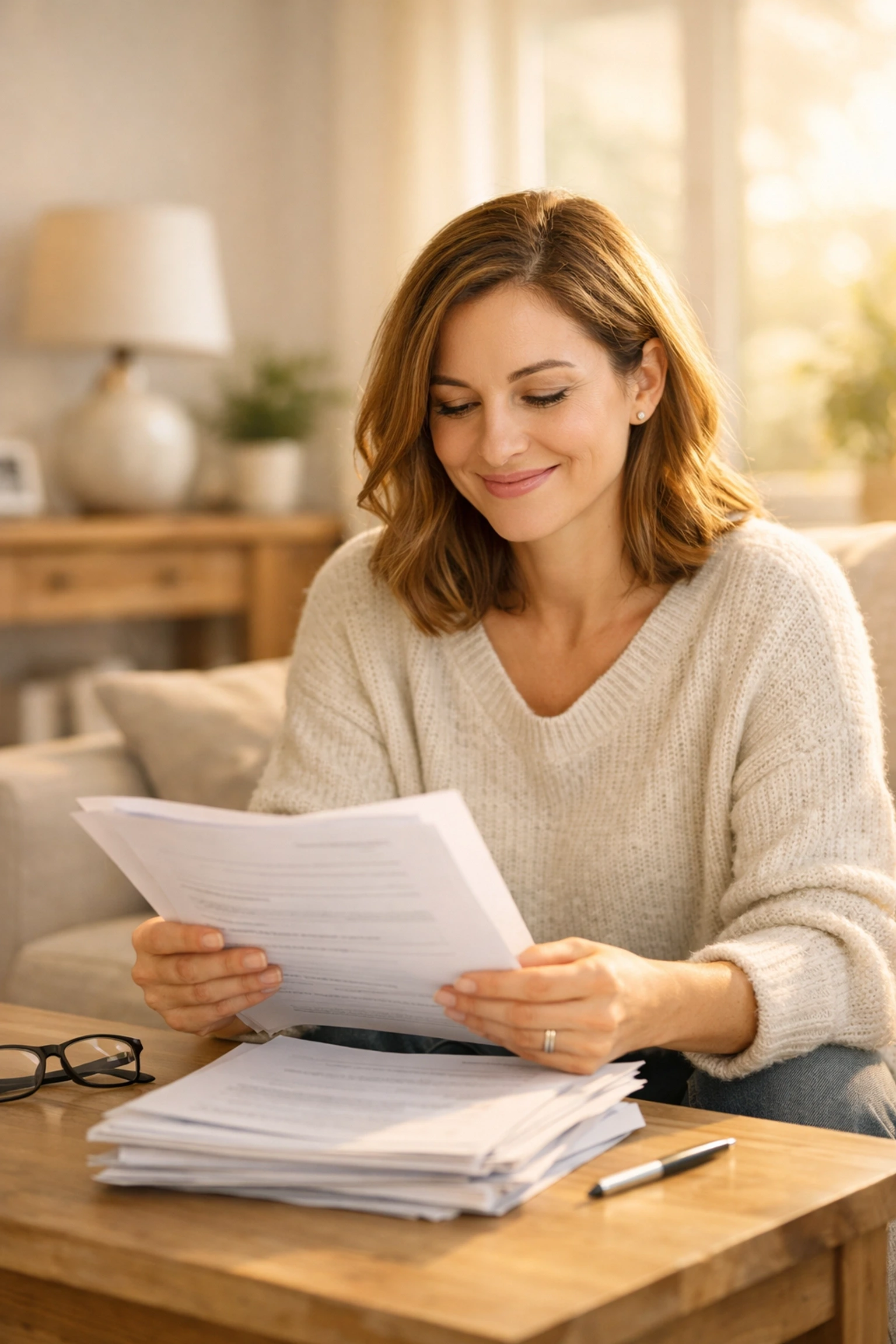 A Maryland Surrogate smiles while reviewing her legal agreement for a secure surrogacy journey.