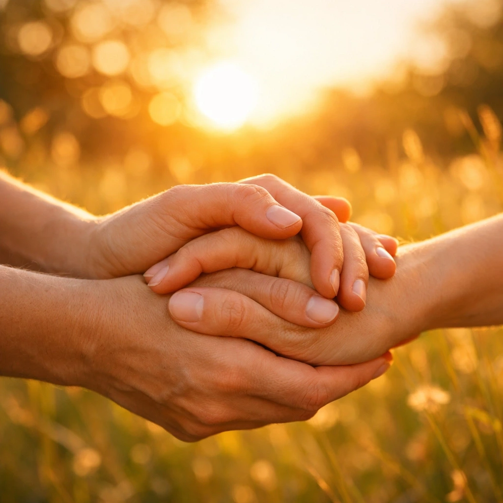 Close-up of hands holding in support during the journey to meet Connecticut surrogate requirements.