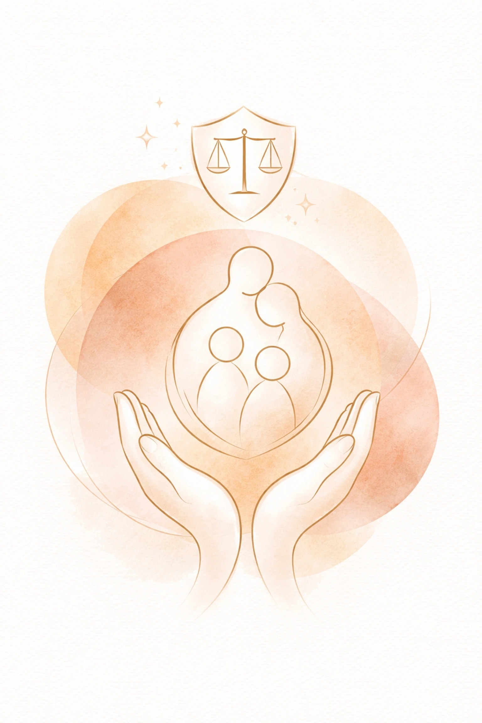 Abstract graphic symbolizing legal protection and family connection for Wisconsin surrogates.