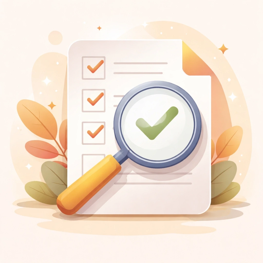 Magnifying glass over checklist highlights transparent Wisconsin Surrogate compensation and ethical agency practices.