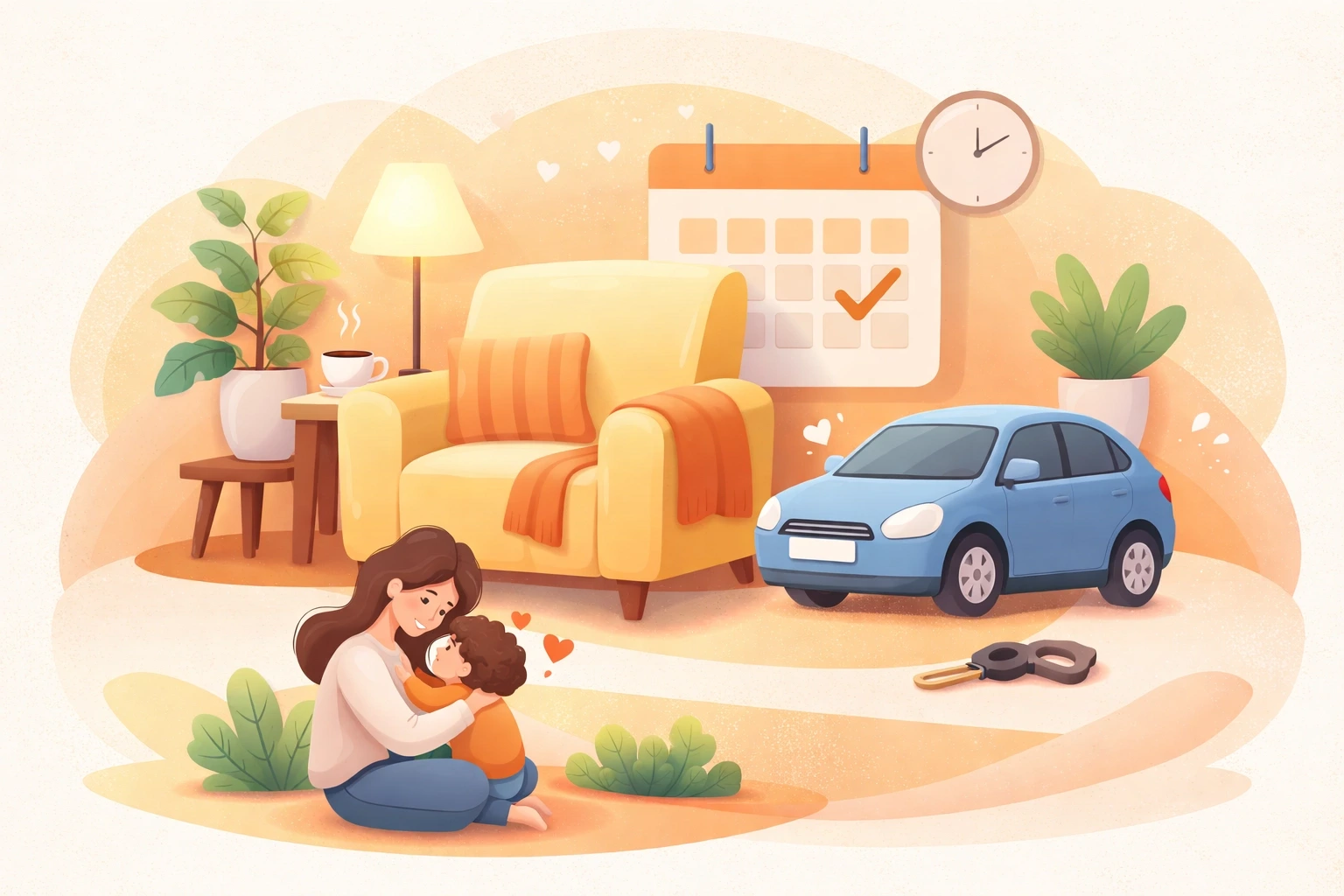 Illustration of a supportive family home environment showing stability for surrogacy in Pennsylvania.