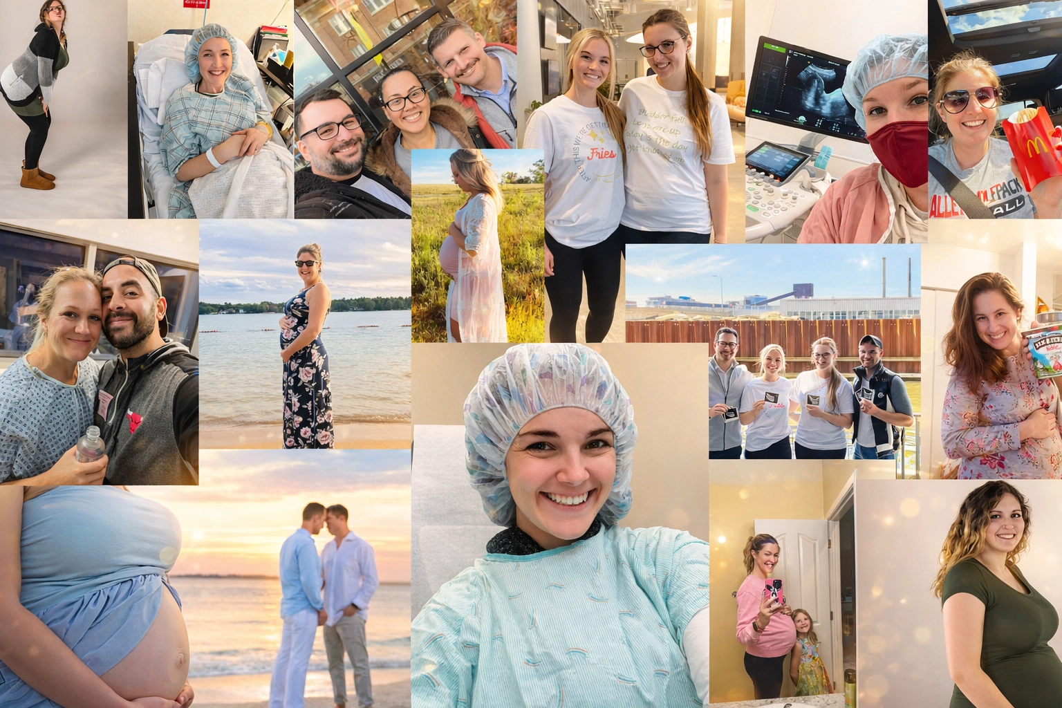 Collage of Golden Surrogates throughout different stages of the Surrogacy Journey