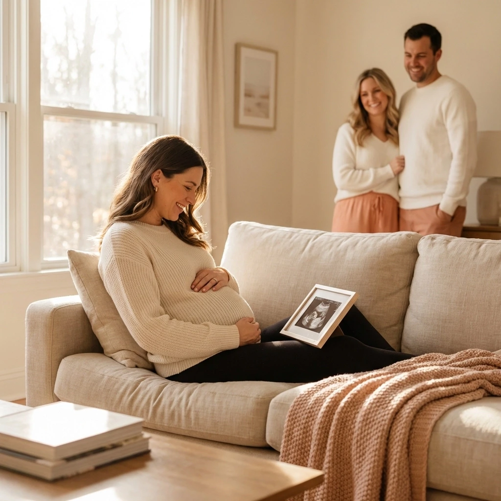 An illustration explaining that gestational surrogates in California have no biological or genetic connection to the baby they carry.