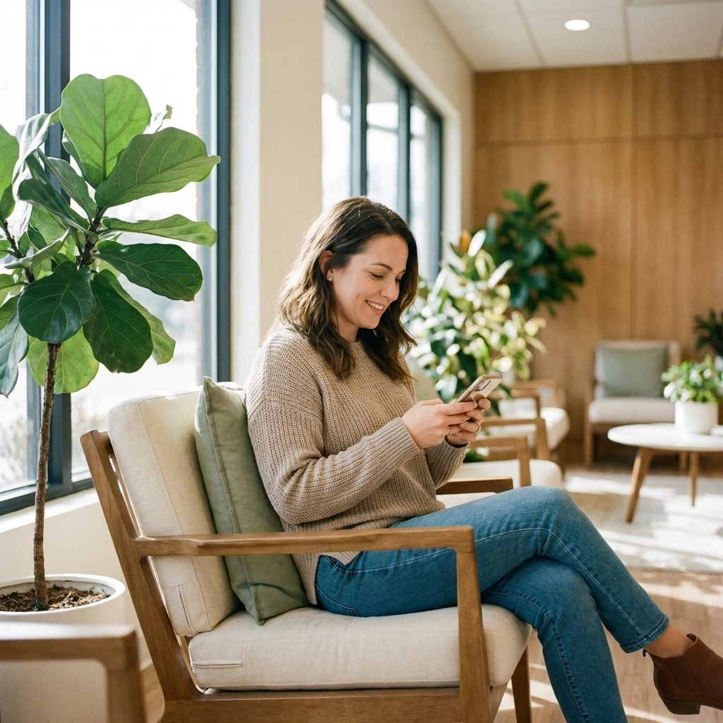 A gestational surrogate attending a medical evaluation at a fertility clinic as part of the screening phase in California.