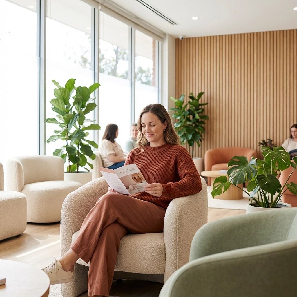 A healthcare professional explaining the medical screening process to a gestational surrogate at a California fertility clinic.