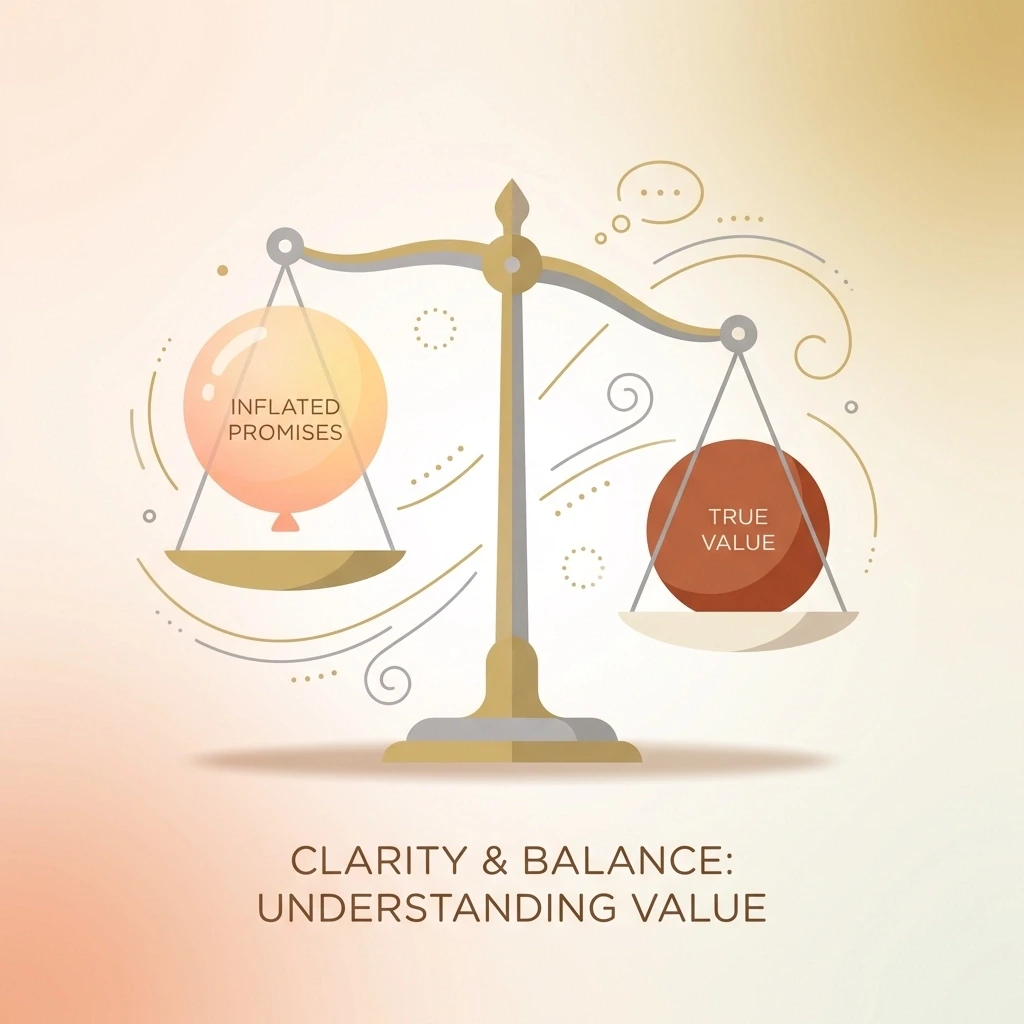 Graphic of a balance scale symbolizing realistic Ohio surrogate compensation versus inflated pay figures.