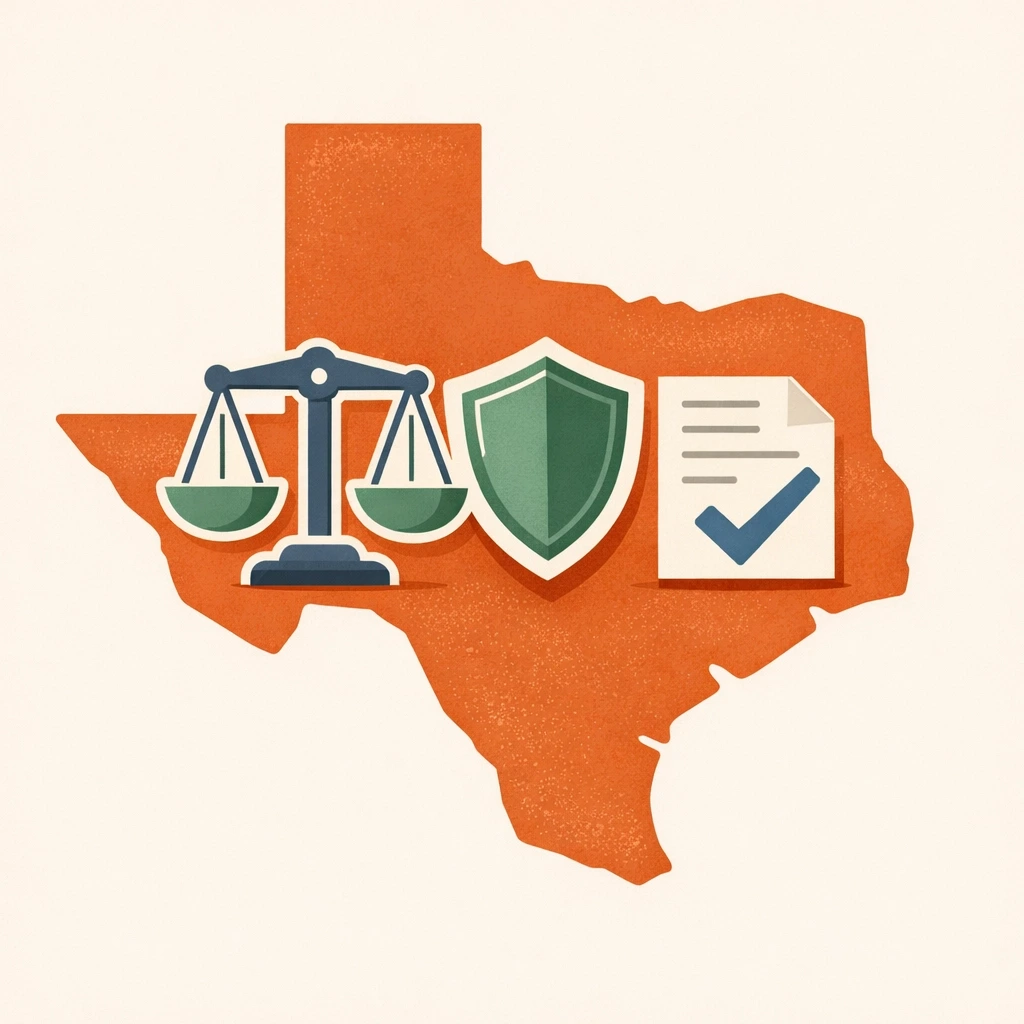 Texas surrogacy legal protections illustrated with state outline and legal symbols