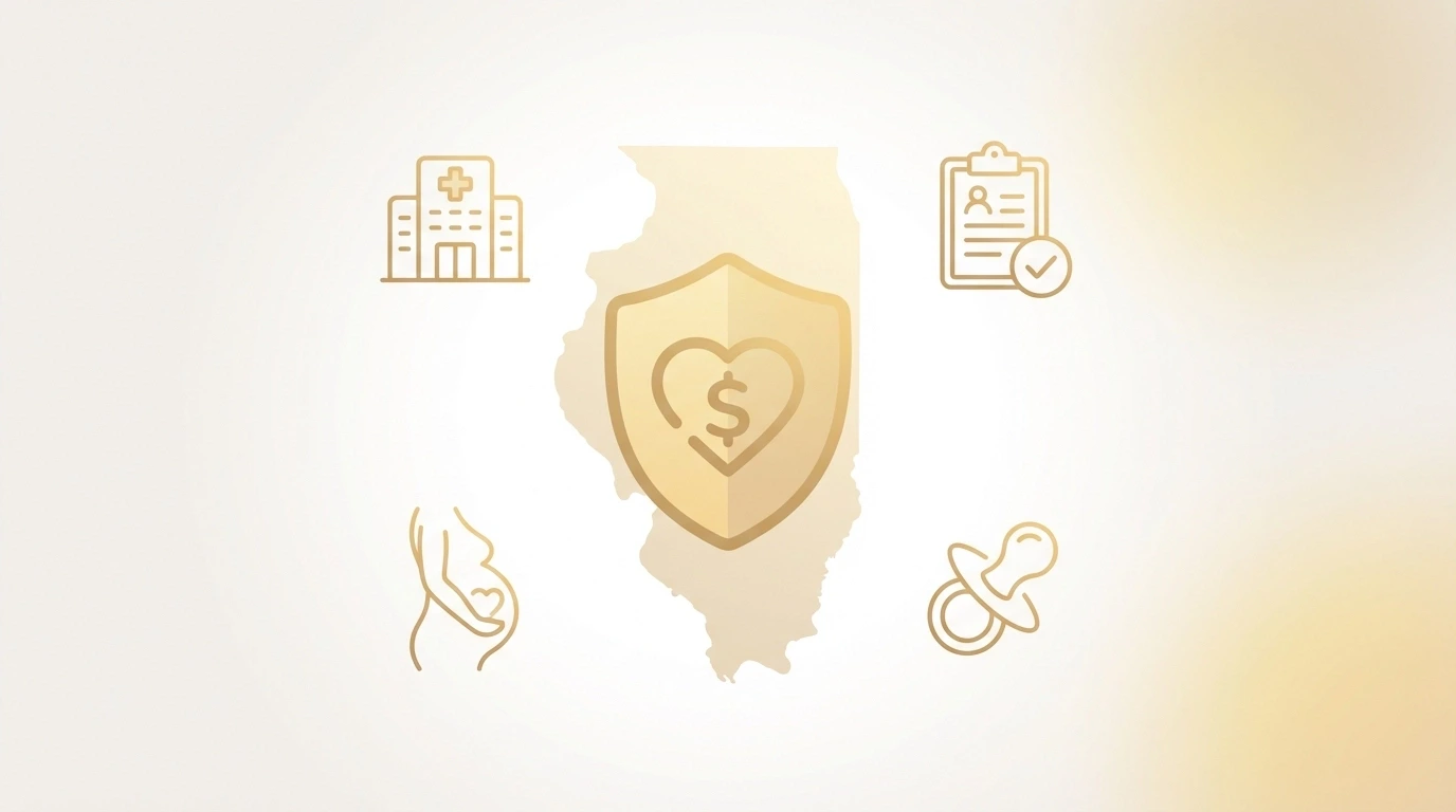 Gold shield and Illinois graphic symbolizing financial protection for Illinois Surrogates
