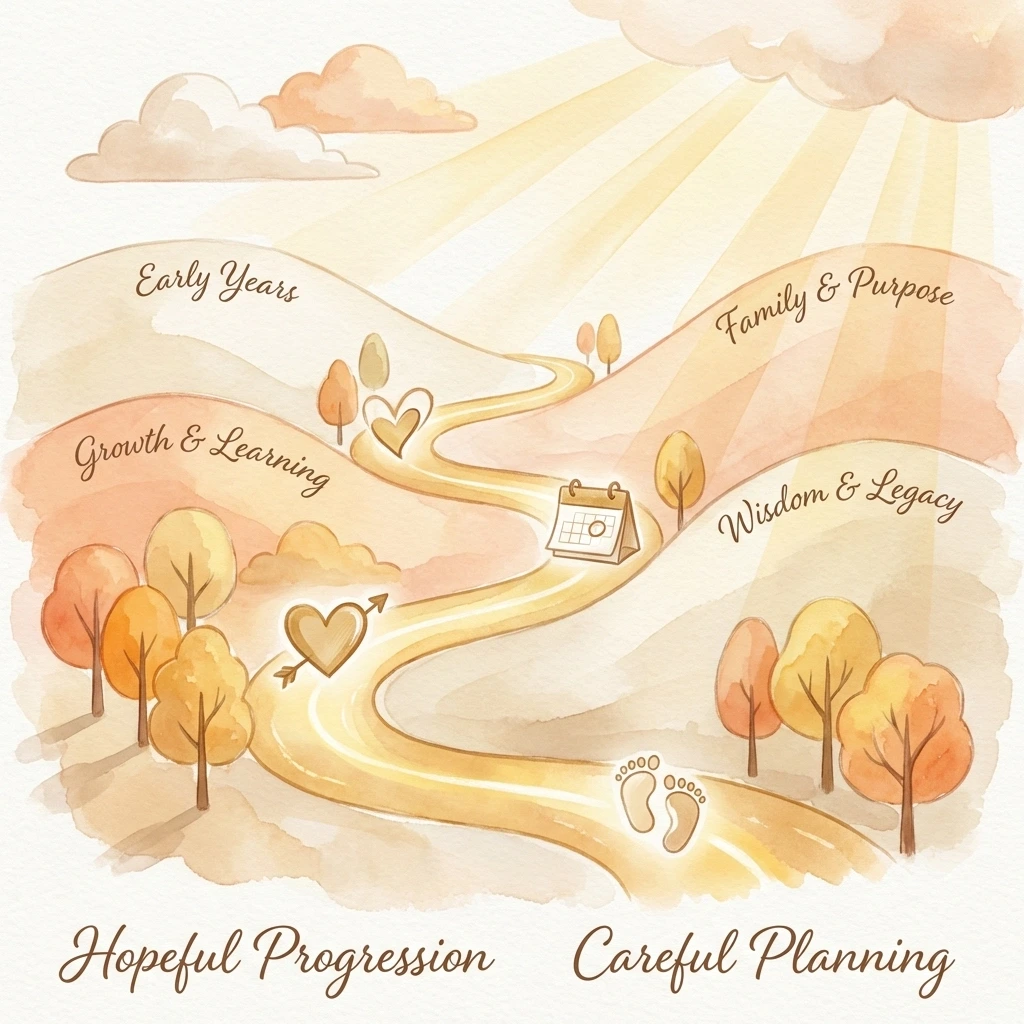 Illustrated journey map showing the Illinois surrogacy timeline from application to delivery stages