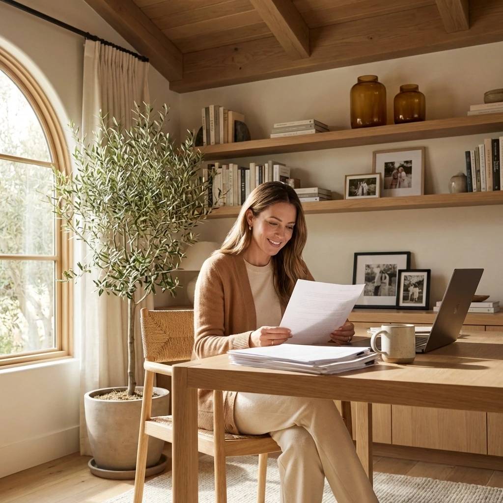 Professional woman reviews surrogacy agency documents, highlighting New York surrogacy laws and agency licensing requirements