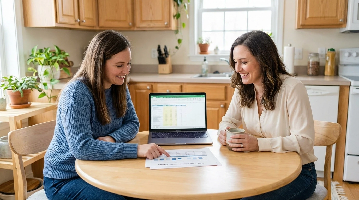 Diverse women discussing the New York surrogacy process and compensation in a welcoming living room.
