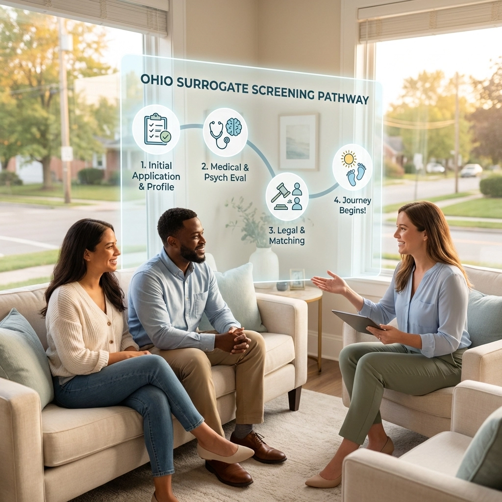 Ohio surrogate clinic screening process showing medical and psychological evaluations