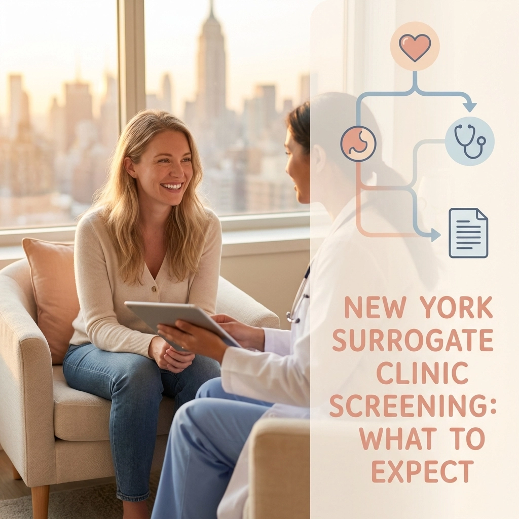 New York surrogate clinic screening process showing medical and psychological evaluations for gestational surrogates