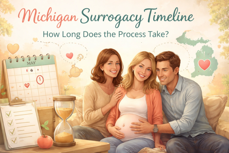 Michigan surrogacy timeline overview showing step by step stages of the surrogacy process