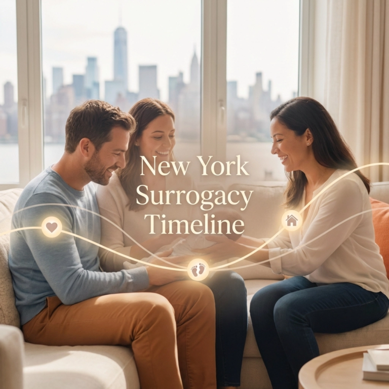 New York surrogacy timeline overview showing step by step stages of the surrogacy process