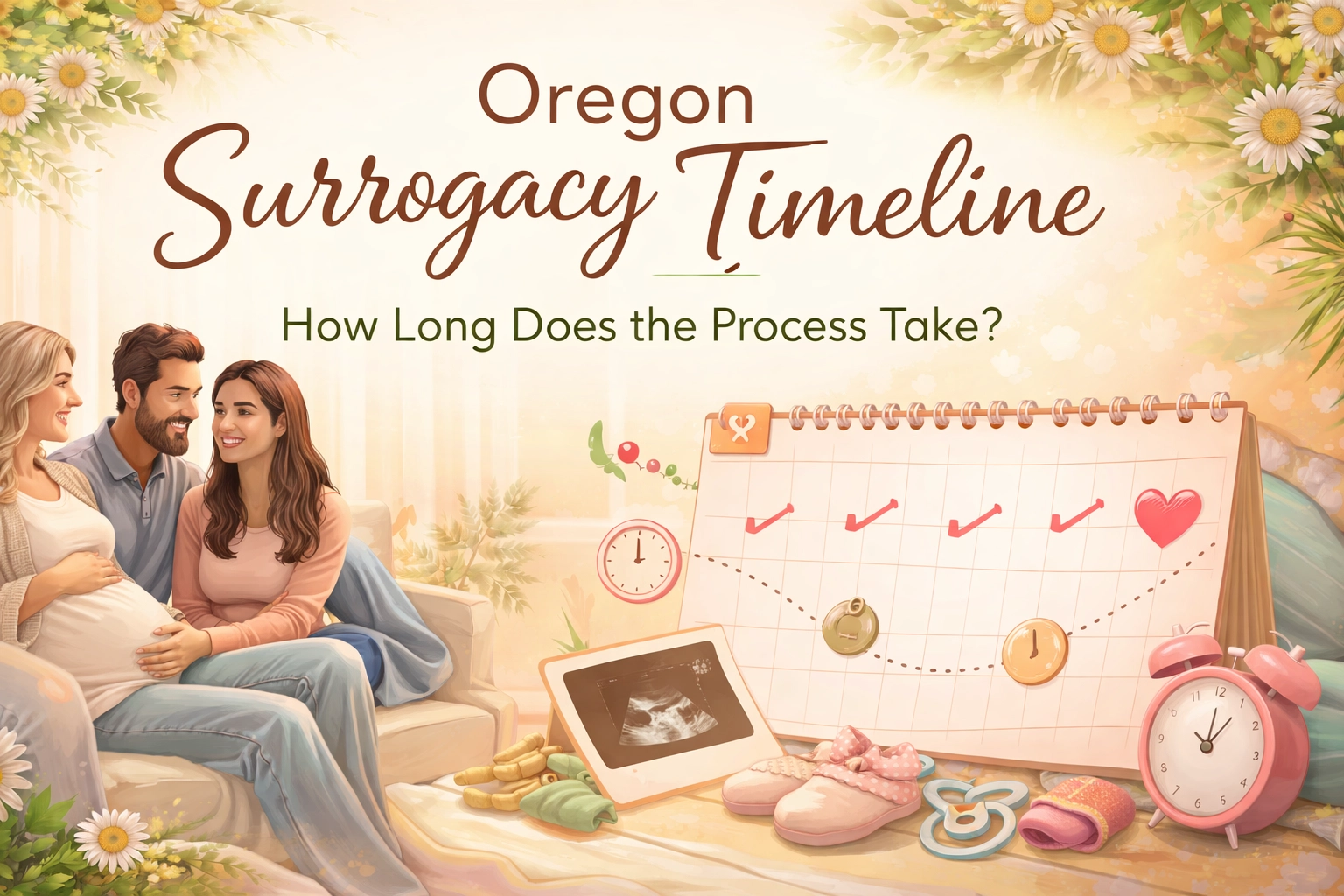 Oregon surrogacy timeline overview showing the typical stages and length of the surrogacy process