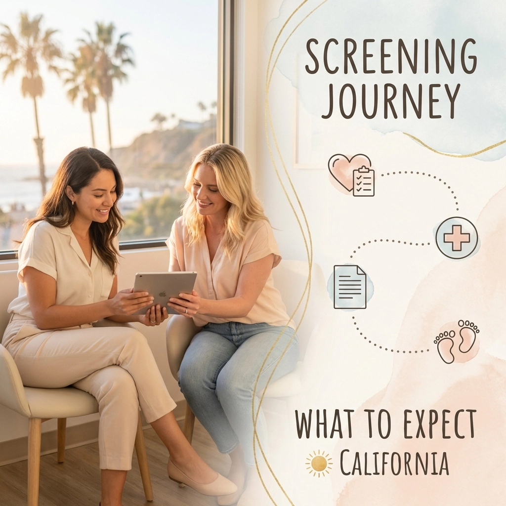 California surrogate clinic screening process showing medical and psychological evaluations for gestational surrogates