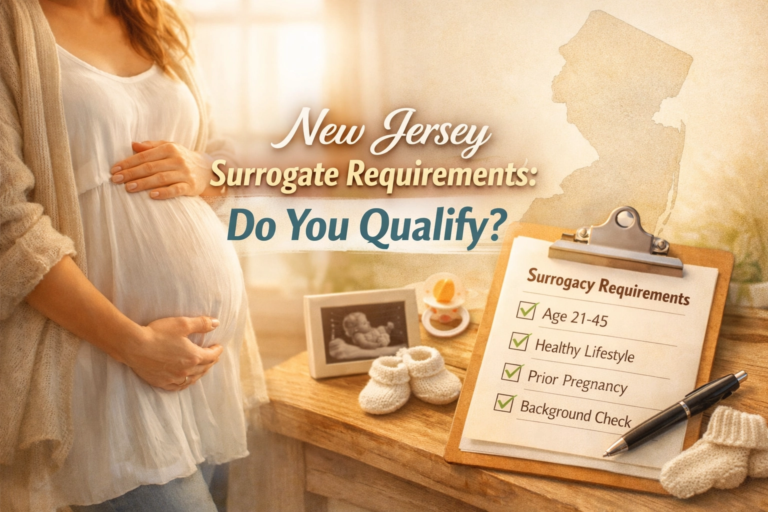New Jersey surrogate requirements overview showing eligibility criteria for gestational surrogates