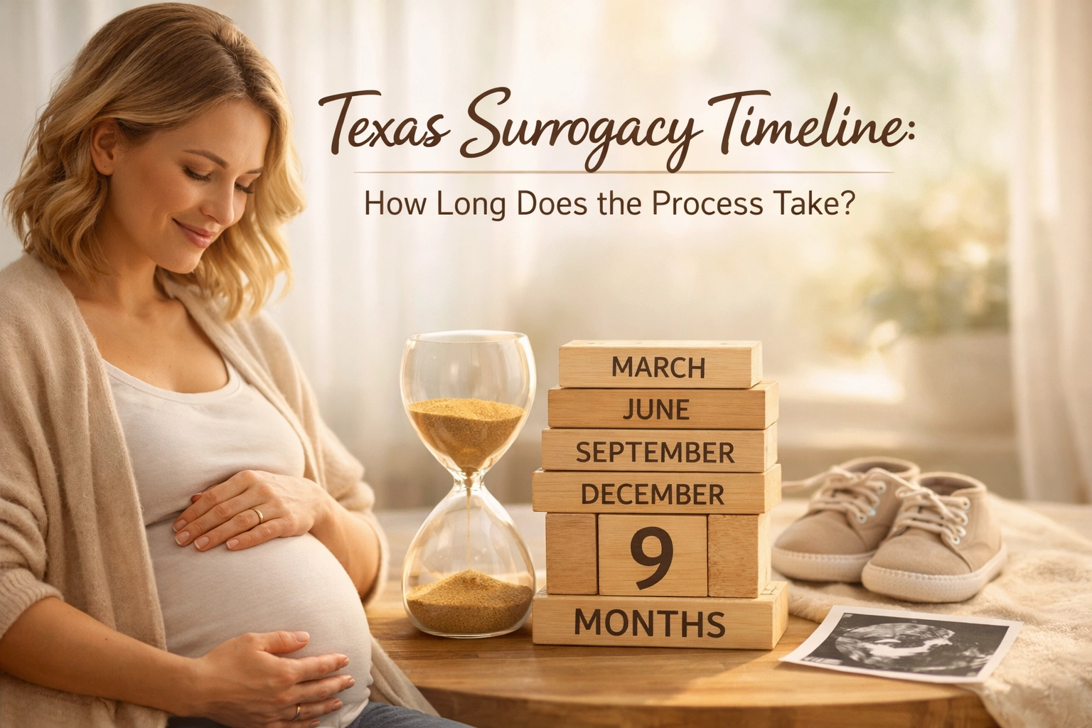 Texas surrogacy timeline overview showing the stages and length of the surrogacy process