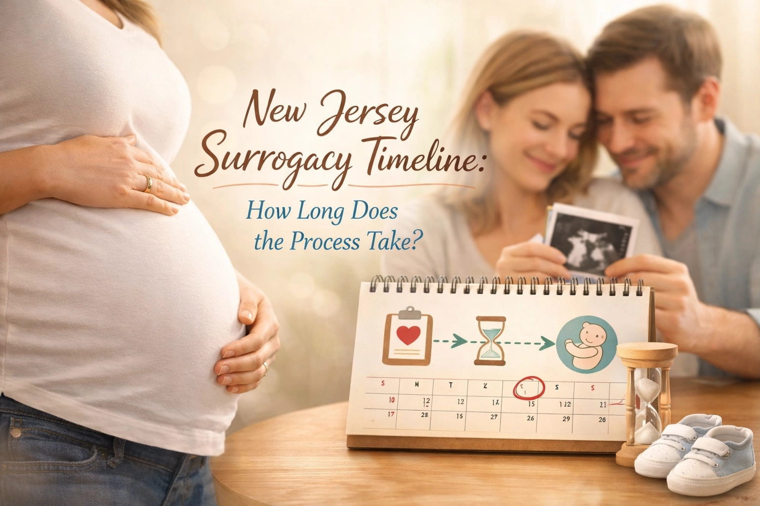 New Jersey surrogacy timeline overview showing the stages and length of the surrogacy process