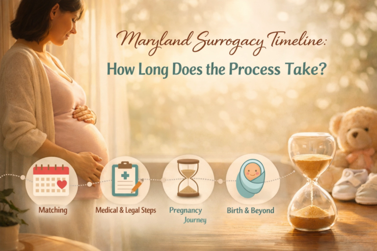 Maryland surrogacy timeline overview showing the stages and length of the surrogacy process