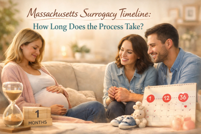 Massachusetts surrogacy timeline overview showing the stages and length of the surrogacy process