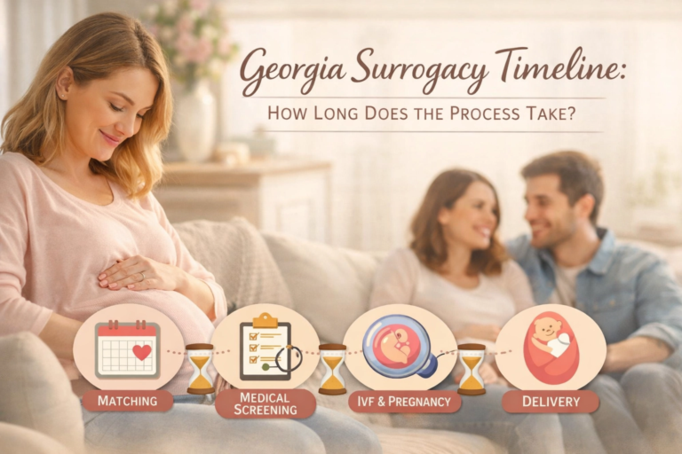 Georgia surrogacy timeline overview showing the stages and length of the surrogacy process