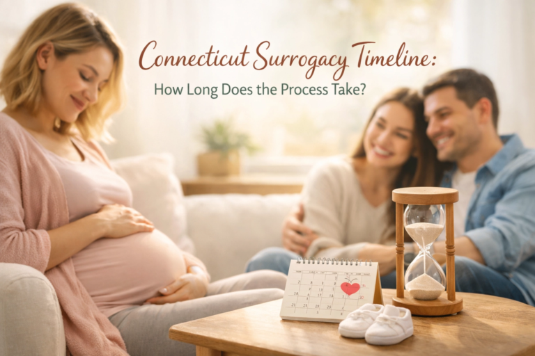 Connecticut surrogacy timeline overview showing the stages and length of the surrogacy process