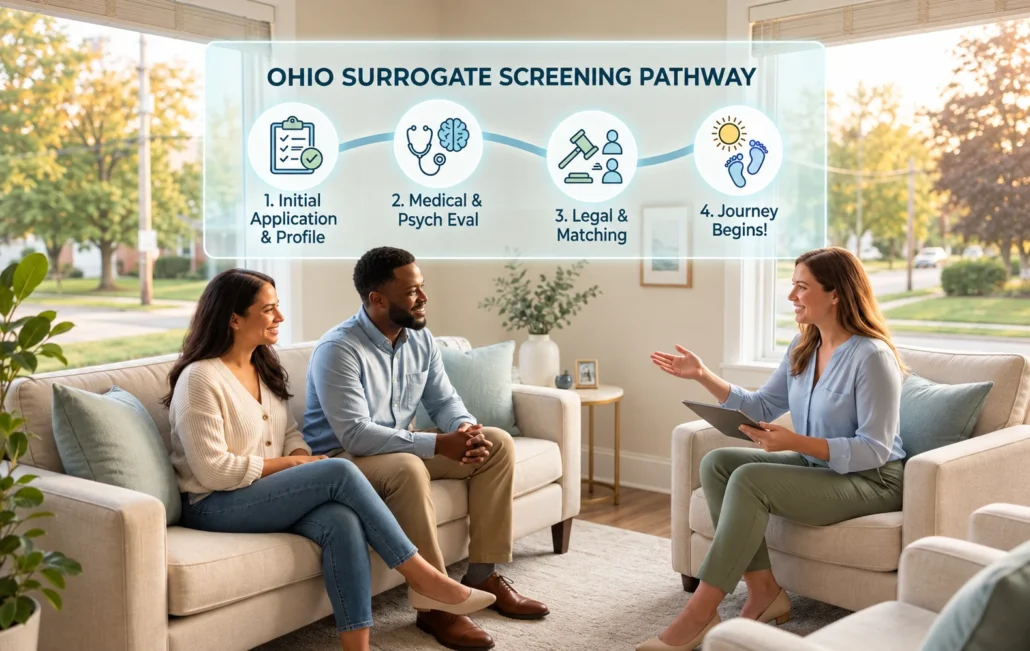 Ohio surrogate clinic screening process showing medical and psychological evaluations