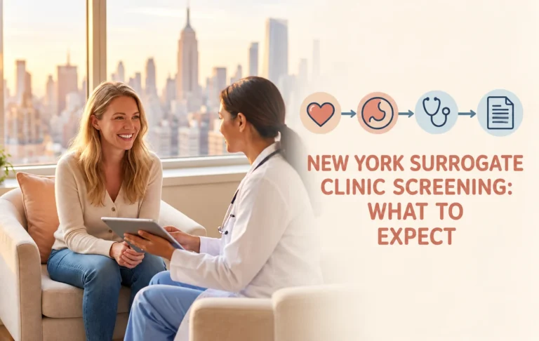 New York surrogate clinic screening process showing medical and psychological evaluations for gestational surrogates