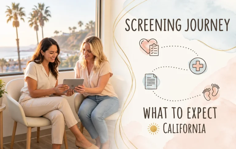 California surrogate clinic screening process showing medical and psychological evaluations for gestational surrogates
