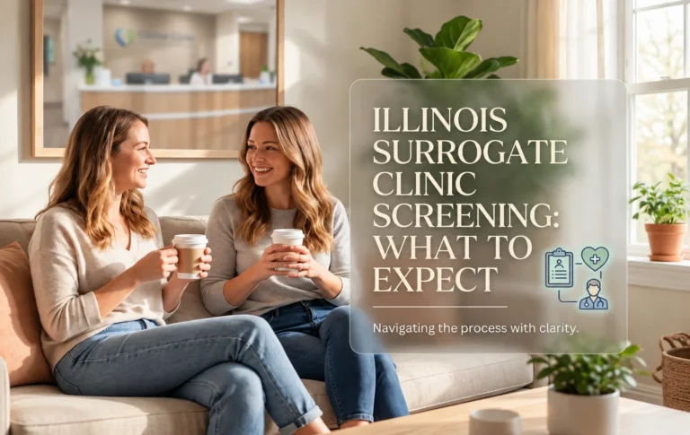 Illinois surrogate clinic screening process showing medical and psychological evaluations for gestational surrogates