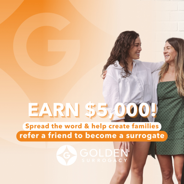 We need your help, your influence, and your passion for building families! Finding special women to embark on a surrogacy journey is a time-consuming task.⁠
⁠
This is where you come in...⁠ You can earn $5,000 for referring a qualified candidate to our agency!⁠
⁠
Yup, that's right.⁠
⁠
In return for your time, energy, and efforts, Golden will pay this very robust referral fee.⁠
⁠
Your Surrogate referral has the power to change lives and make dreams come true.⁠ Help us give the gift of family🧡⁠ Refer a friend to become a Surrogate today!⁠
⁠
#GoldenSurrogacy #EveryoneDeservesAFamily #becomeasurrogate #surrogacy #surrogate #GoldenSurrogate #surrogacystory #surrogacyjourney #surrogatefamily #surrogacyrocks #gestationalsurrogacy #proudsurrogate #surrogacyagency #intendedparents #family #fertility #lgbtq #lgbt