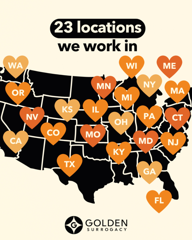 From coast to coast and every corner in between, the possibilities of building families is endless! Check out just 23 of the many states we provide top-notch service and support in 👇⁠
⁠
Wherever you are, we've got your back!⁠
⁠
#GoldenSurrogacy #EveryoneDeservesAFamily #becomeasurrogate #surrogacy #surrogate #surrogacystory #surrogacyjourney #surrogatefamily #surrogacyrocks #gestationalsurrogacy #proudsurrogate #surrogacyagency #intendedparents #family #fertility #lgbtq #lgbt #LGBTHistoryMonth #Pride #LoveIsLove #Equality