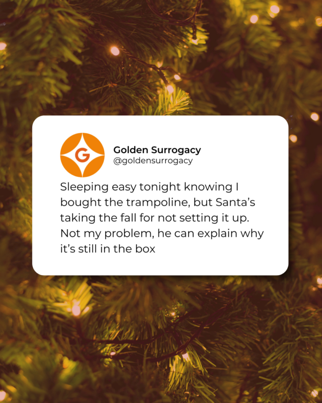 That moment on Christmas Eve when you realize Santa brought the gift, but assembling it is all you...🎄🎁🎅⁠
⁠
#ChristmasEve #MerryChristmas #GoldenSurrogacy #EveryoneDeservesAFamily #becomeasurrogate #surrogacy #surrogate #surrogacystory #surrogacyjourney #surrogatefamily #surrogacyrocks #gestationalsurrogacy #proudsurrogate #surrogacyagency #intendedparents #family #fertility #lgbtq #lgbt