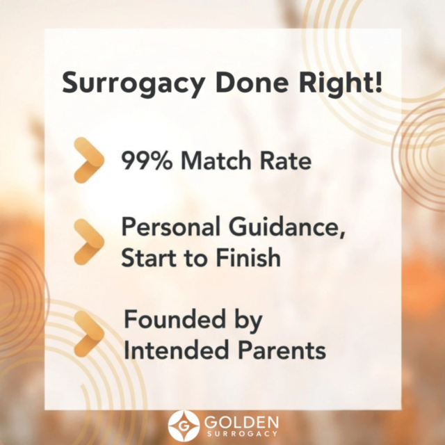 Beginning your Surrogacy Gestational journey can feel overwhelming, but at Golden Surrogacy, you are never alone. As former Intended Parents, we truly get it and we guide you the whole way with empathy, clarity, and expertise.

Here's what to keep in mind:

➡️ 99% Match Rate for Intended Parents and Surrogates
➡️ Personal guidance from start to finish
➡️ Founded by Intended Parents
➡️ All Program Managers are former Surrogates

We handle these details so you can focus on what matters most: building your family. Questions about the process or ready to begin? Reach out today!

#Surrogacy #BecomeASurrogate #Surrogates #GoldenSurrogacy #EveryoneDeservesAFamily